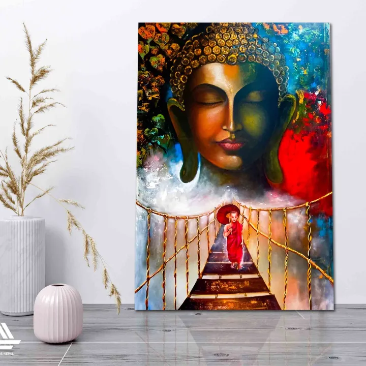 Lord Buddha Single Panel Canvas | Wall | Home Decor | Canvas | Wall Art With Frame Inside