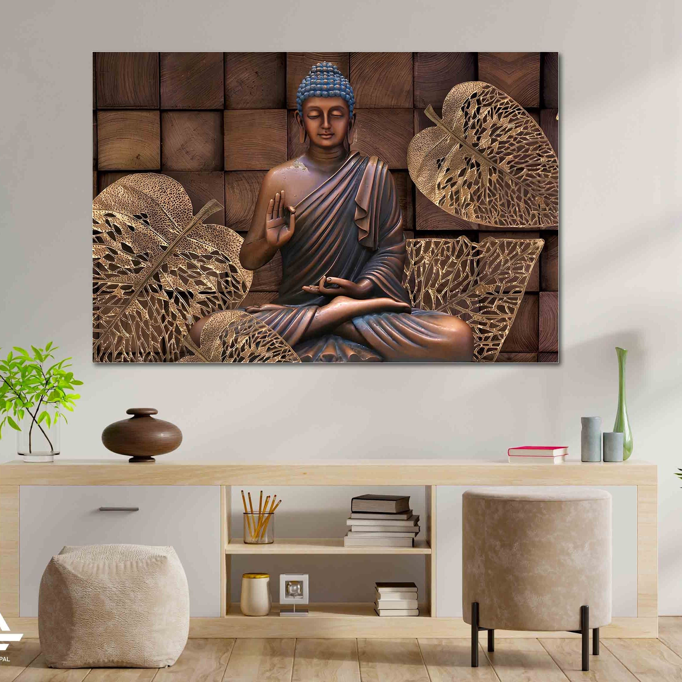  Lord Buddha Single Panel Canvas | Wall | Home Decor | Canvas | Wall Art With Frame Inside