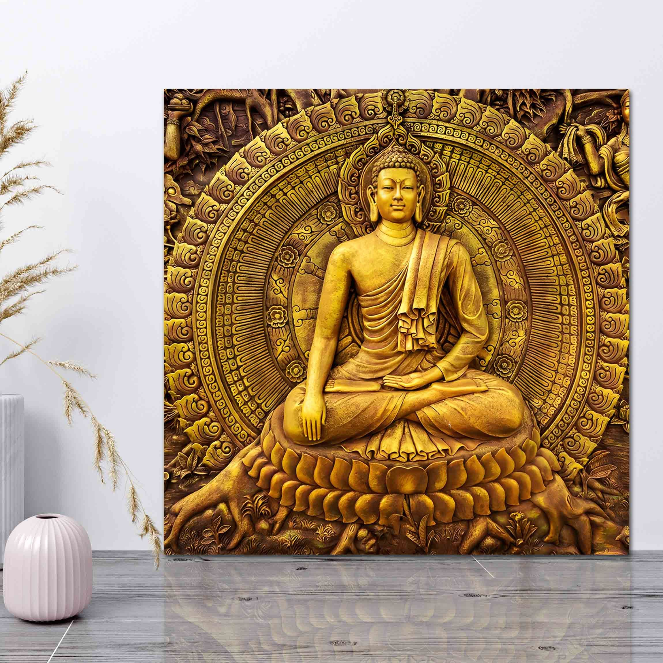 Lord Buddha Single Panel Canvas | Wall | Home Decor | Canvas | Wall Art With Frame Inside By Etraders Nepal