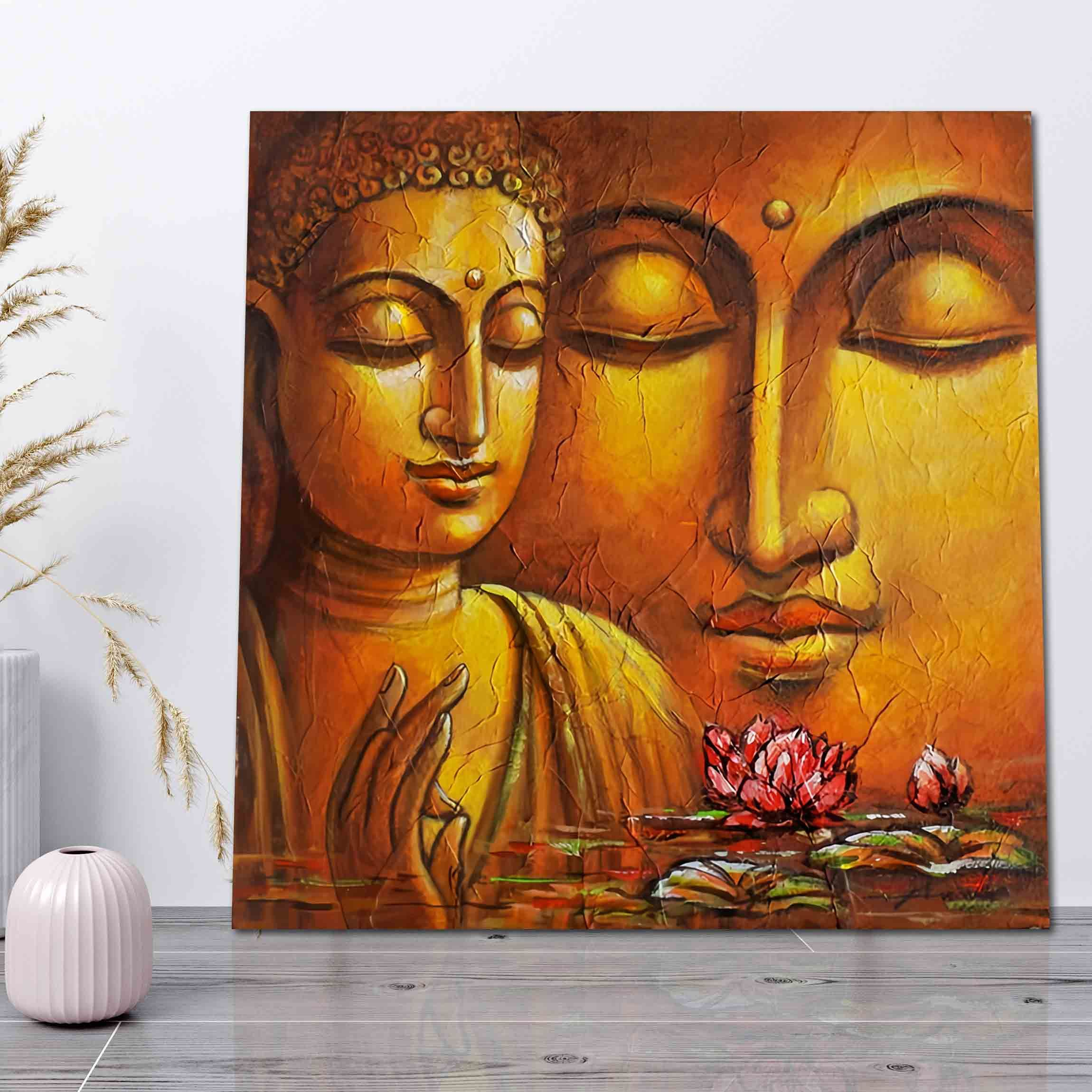 Lord Buddha Single Panel Canvas | Wall | Home Decor | Canvas | Wall Art With Frame Inside By Etraders Nepal