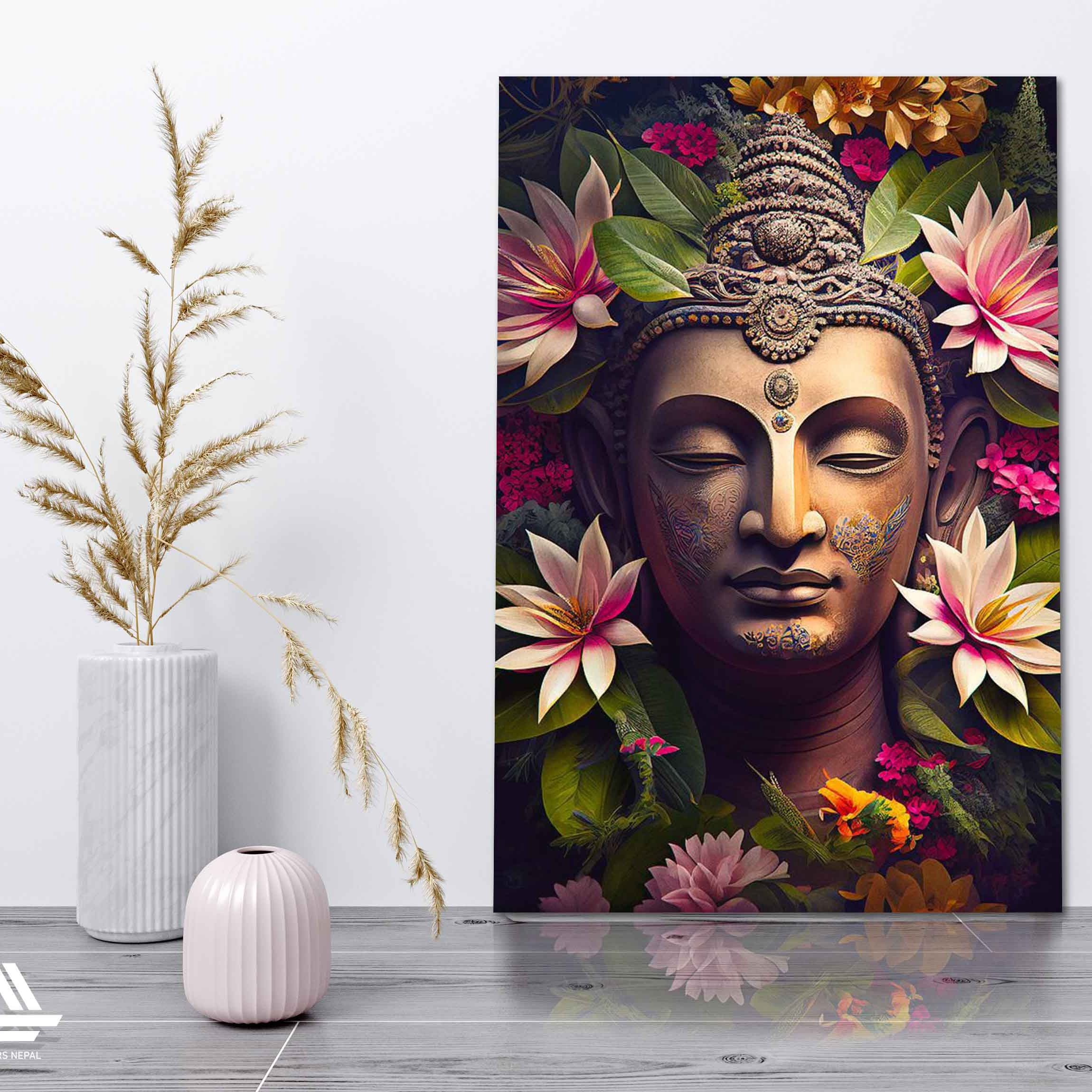 Lord Buddha Single Panel Canvas | Wall | Home Decor | Canvas | Wall Art With Frame Inside By Etraders Nepal