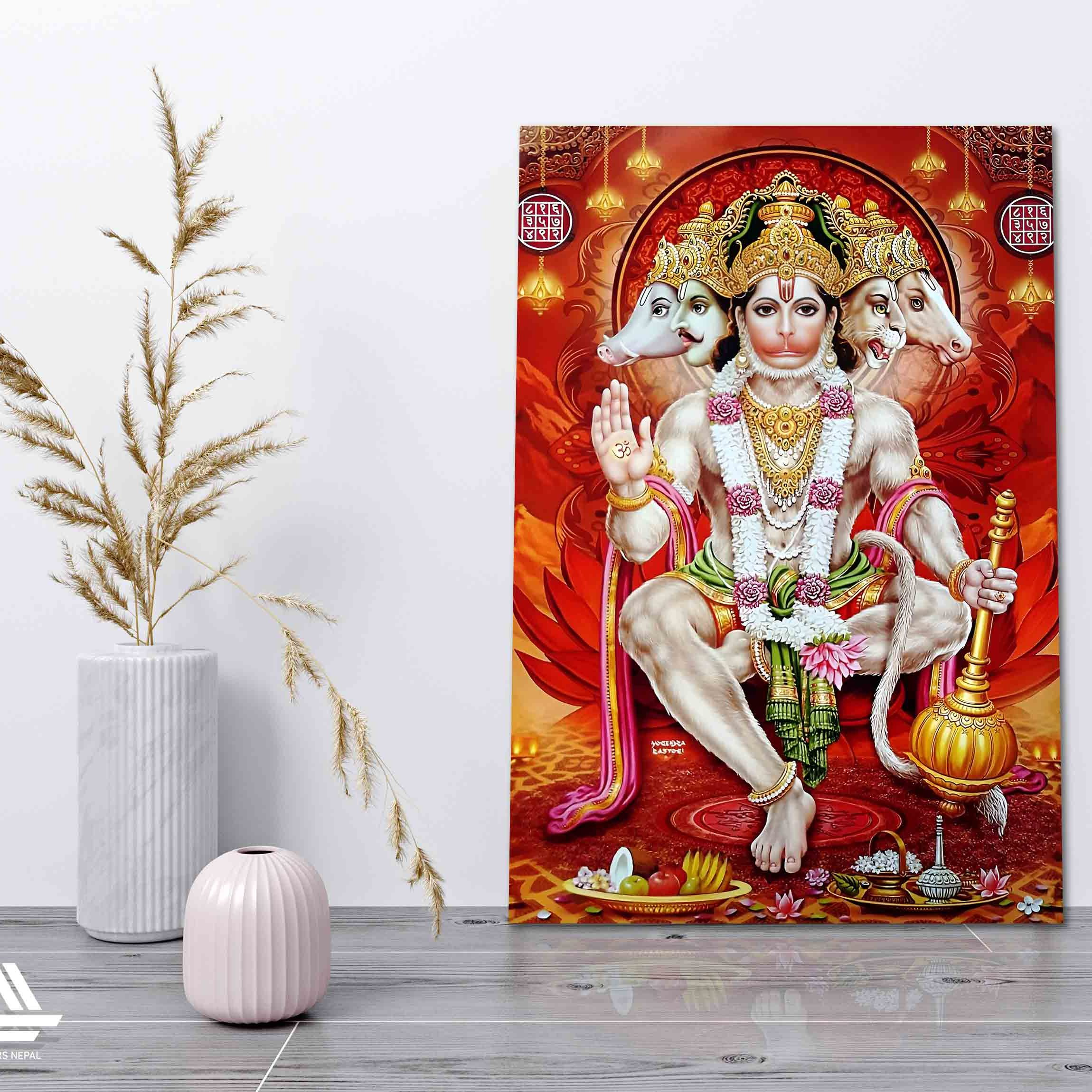 Lord Hanuman Single Panel Canvas | Wall | Home Decor | Canvas | Wall Art With Frame Inside