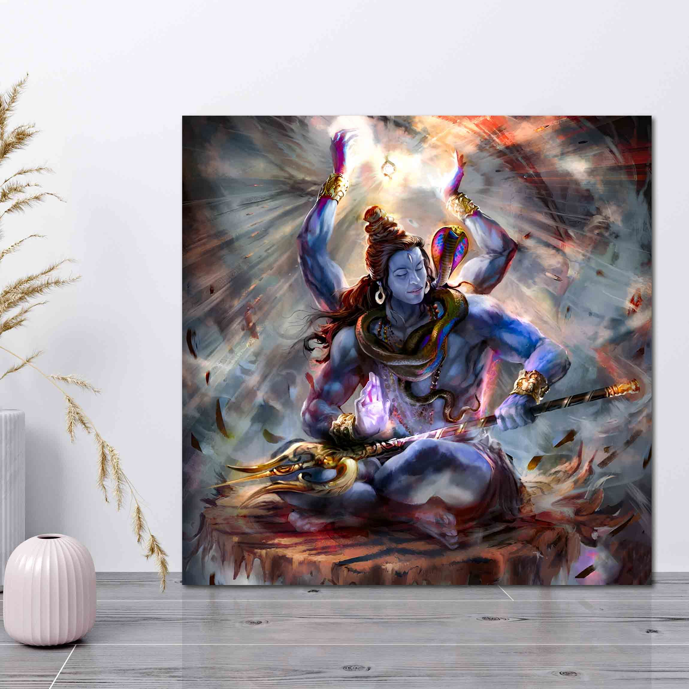 Lord Shiva Single Panel Canvas | Wall | Home Decor | Canvas | Wall Art With Frame Inside
