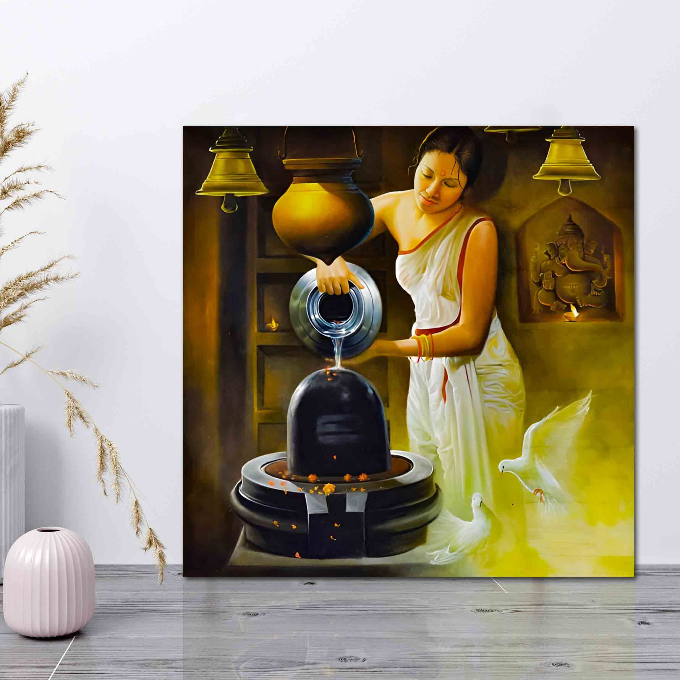 Lord Shiva Single Panel Canvas | Wall | Home Decor | Canvas | Wall Art With Frame Inside