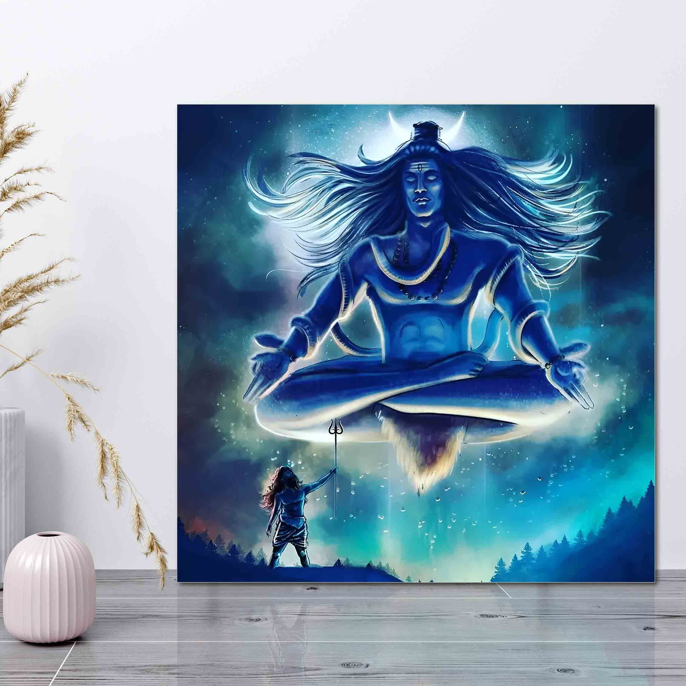 Lord Shiva Single Panel Canvas | Wall | Home Decor | Canvas | Wall Art With Frame Inside