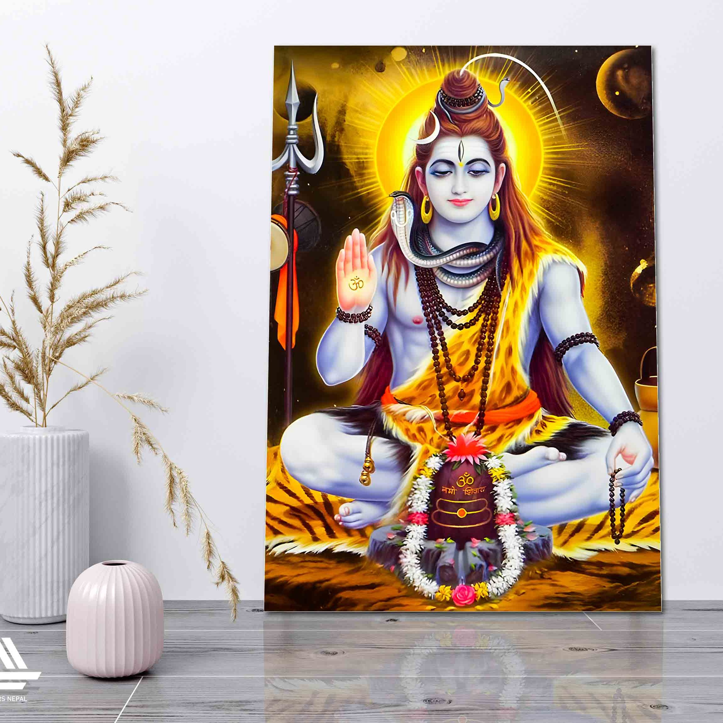 Lord Shiva Single Panel Canvas | Wall | Home Decor | Canvas | Wall Art With Frame Inside 
