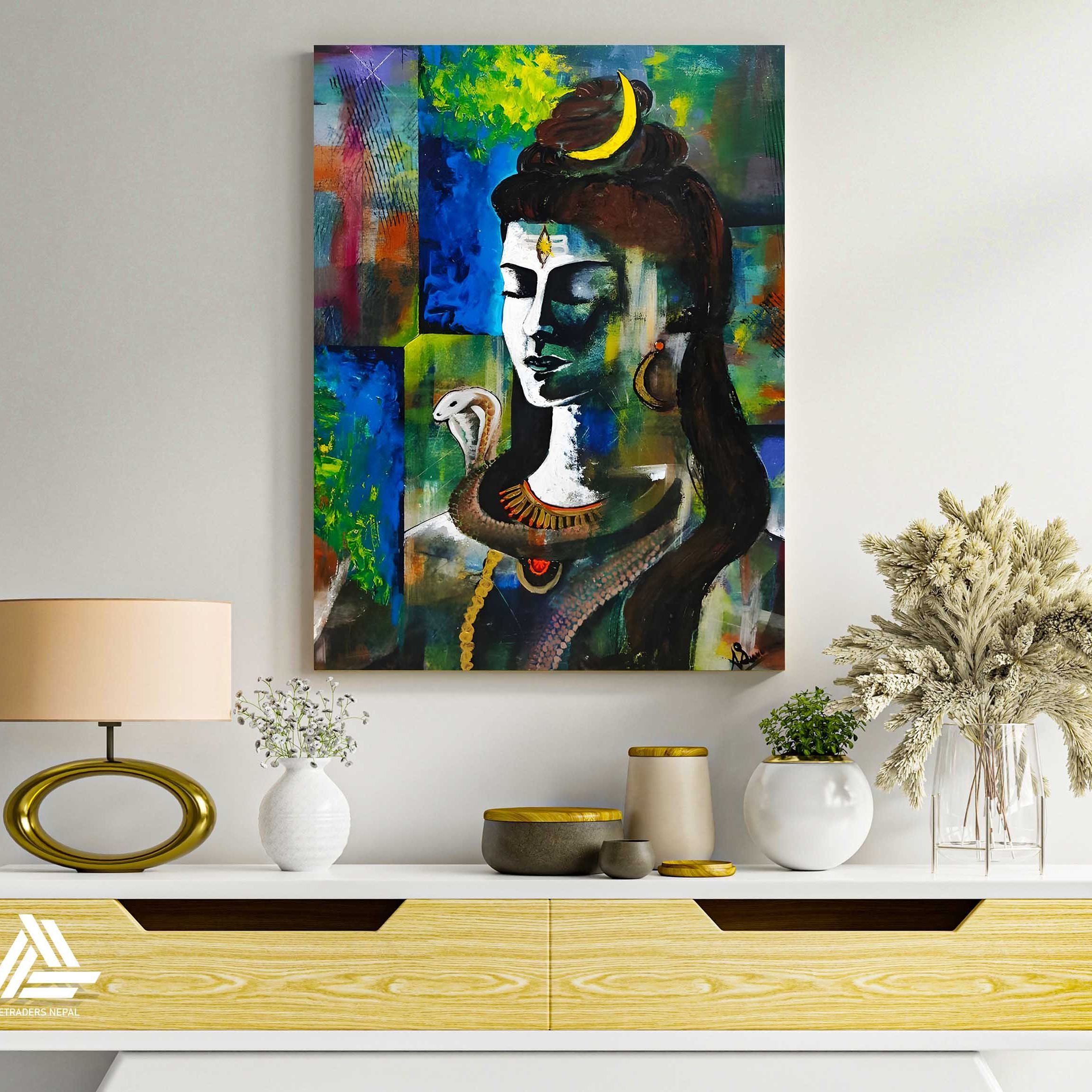 Lord Shiva Single Panel Canvas | Wall | Home Decor | Canvas | Wall Art With Frame Inside