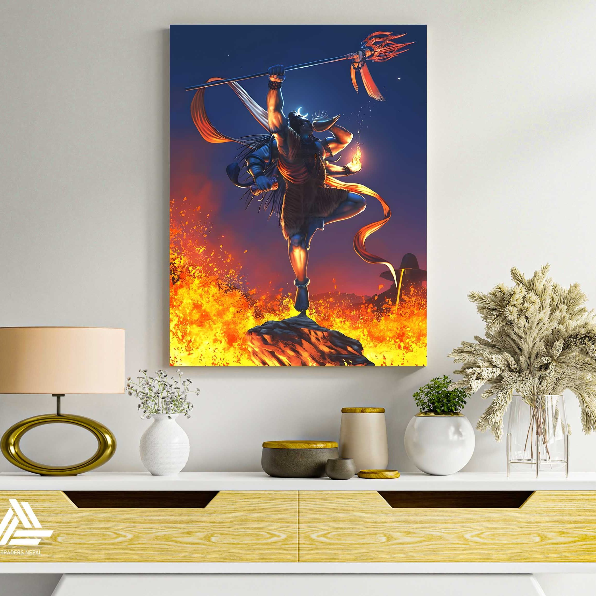 Lord Shiva Single Panel Canvas | Wall | Home Decor | Canvas | Wall Art With Frame Inside