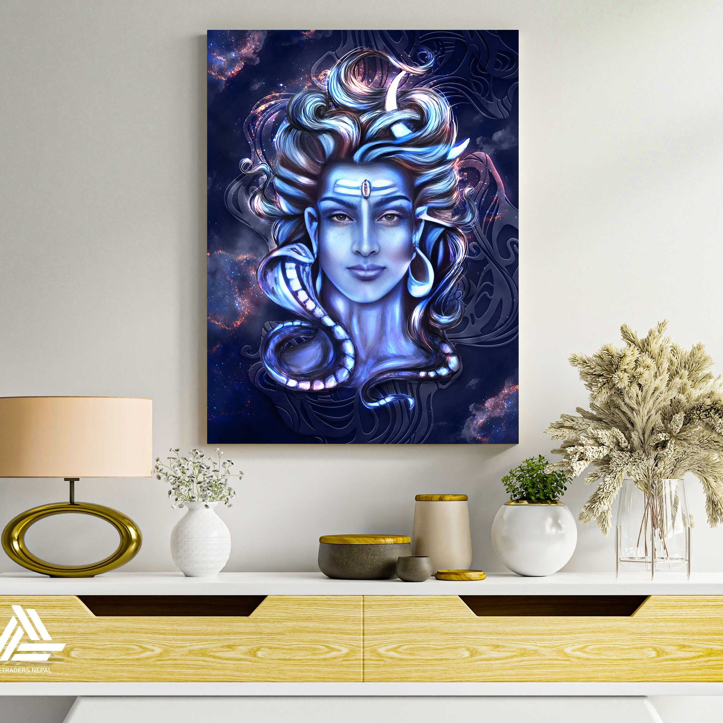 Lord Shiva Single Panel Canvas | Wall | Home Decor | Canvas | Wall Art With Frame Inside