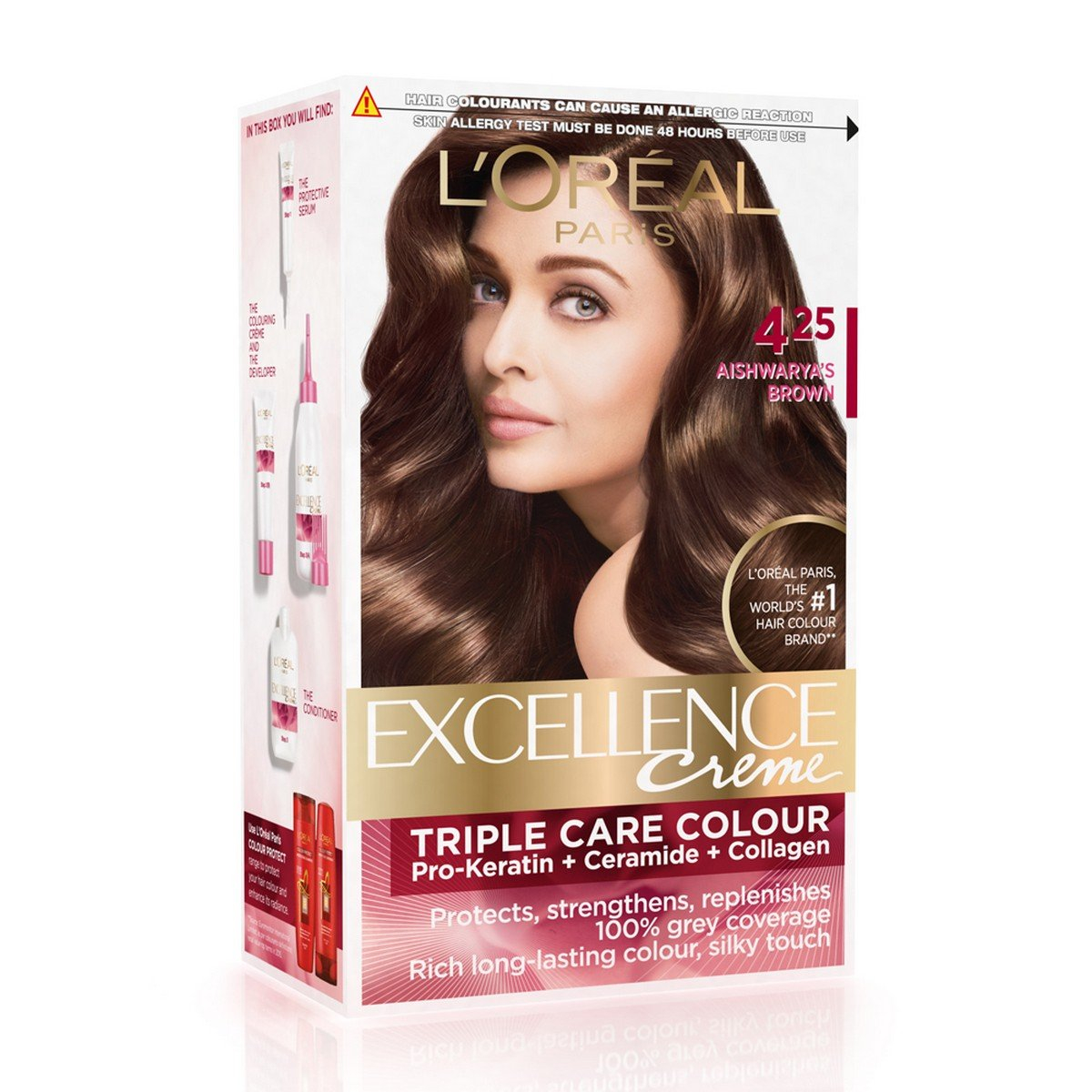L'Oreal Paris Excellence Creme Hair Color - 4.25 Aishwarya Brown (72ml+100g)
