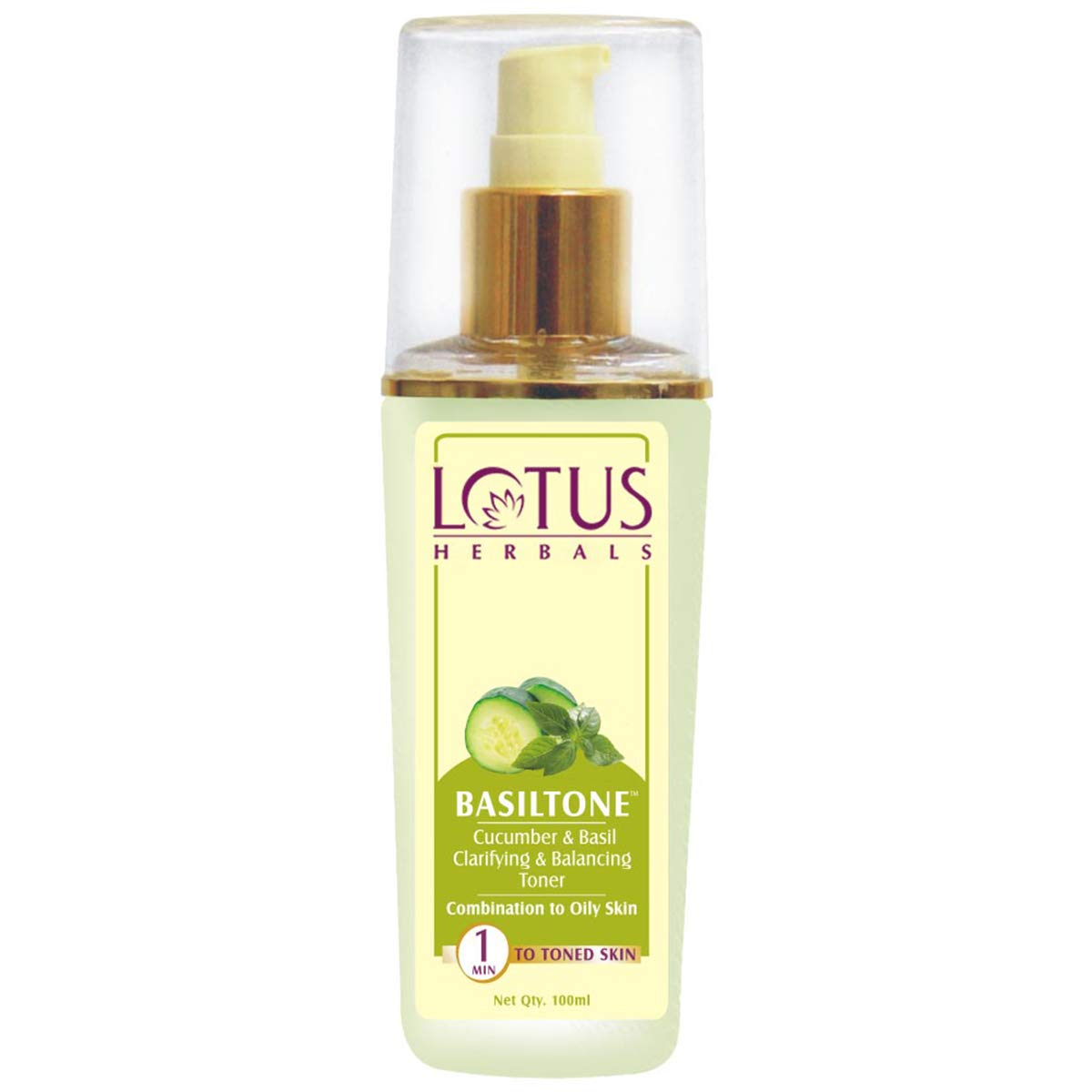Lotus Herbals Basiltone Clarifying & Balancing Skin Toner With Cucumber & Basil | For Combination & Oily Skin | 100ml