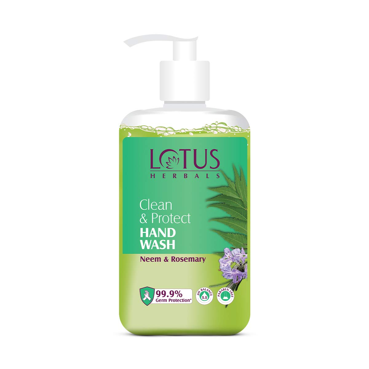 Lotus Herbals Clean & Protect Hand Wash Neem & Rosemary, 280 ml