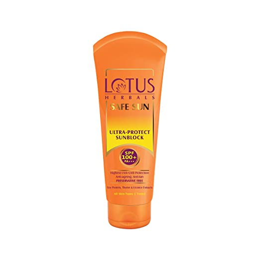 Lotus Herbals Safe Sun Ultra Sunblock SPF 100+,PA+++ Anti-Ageing, 50gm