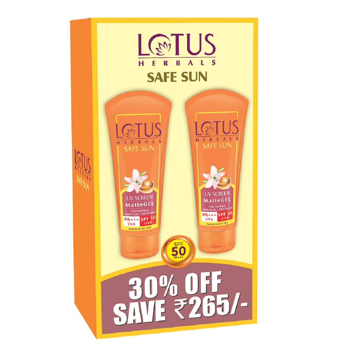 Lotus Herbals Safe Sun Uv Screen Mattegel Pa+++ Spf-50 Pack Of 2 Combo Offer Pack