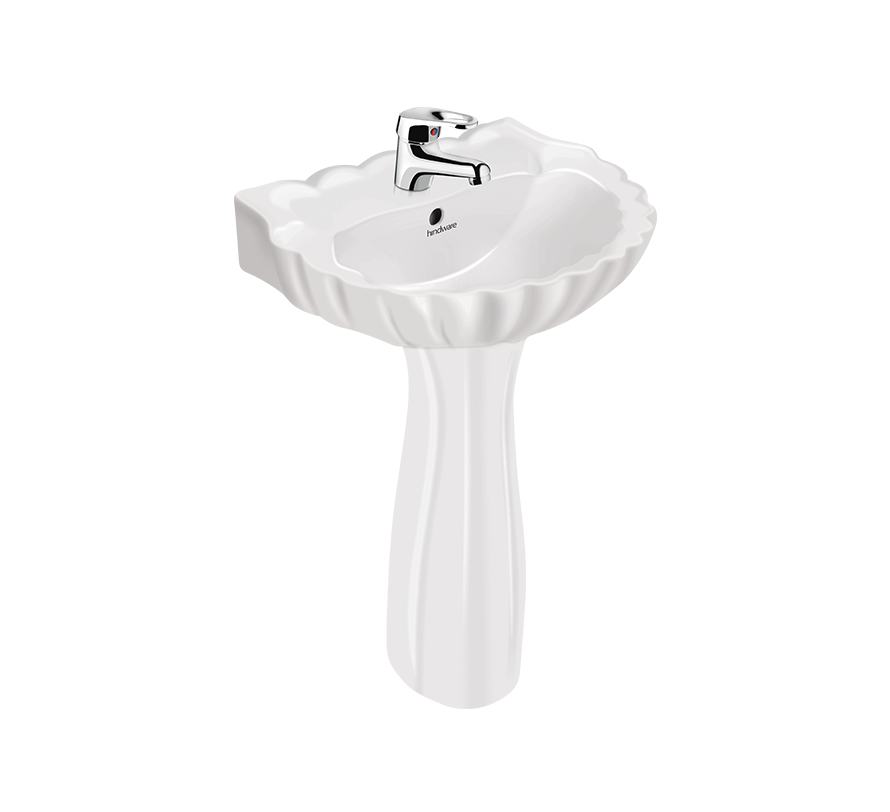 Hindware Lotus 10013 Pedestal Wash Basin 55 × 41 × 84 cm