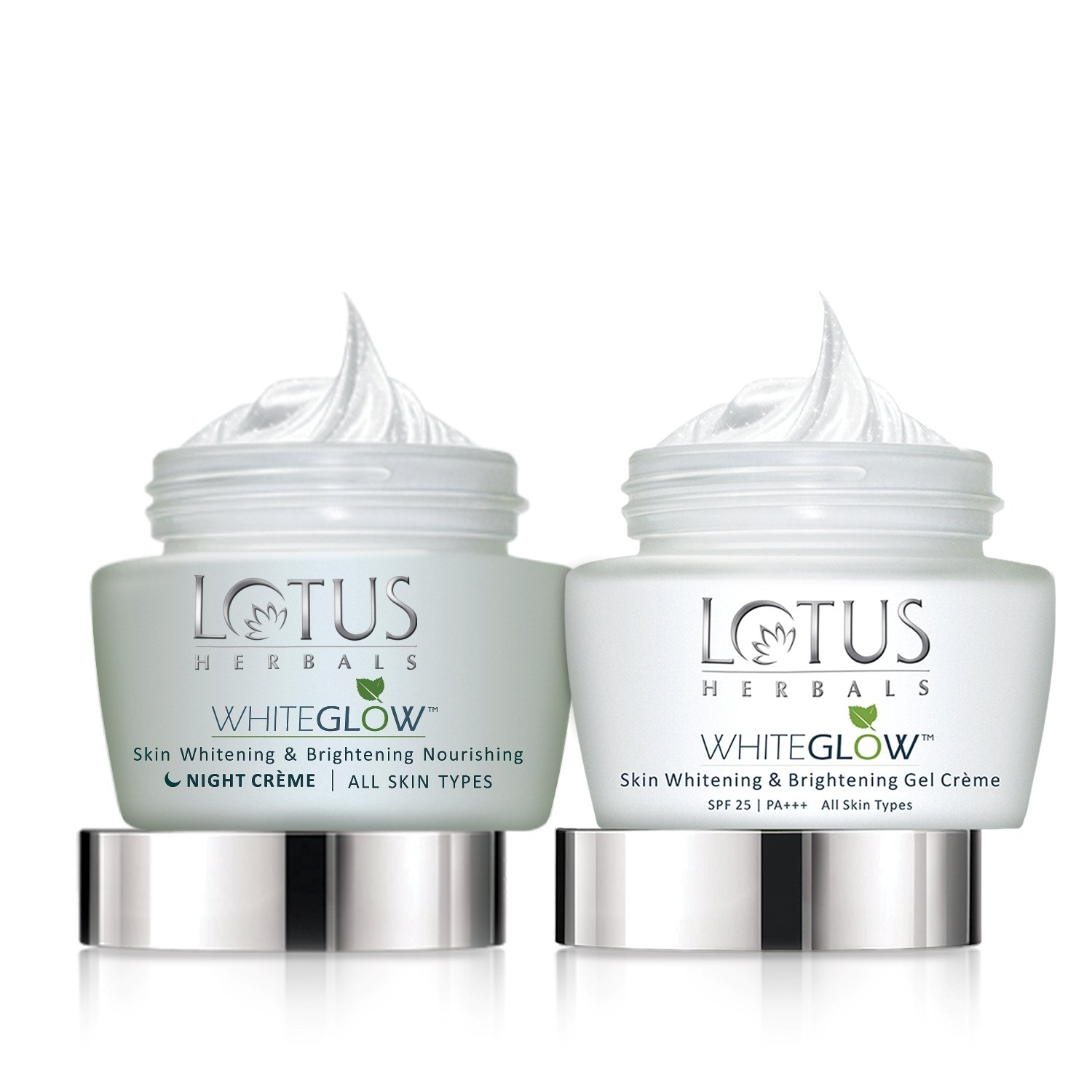 Lotus Herbals 60gm-White Glow Skin Whitening & Brightening Nourishing Night and 60gm Gel Cream