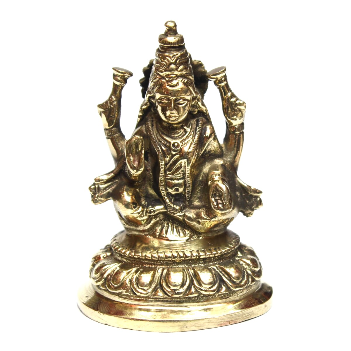 Seven Chakra Handicraft - Golden 4" Lotus Laxmi Statue