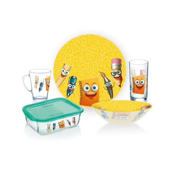 Luminarc Kids Glass Dinner Set Super Hero Junior P7866 5pcs