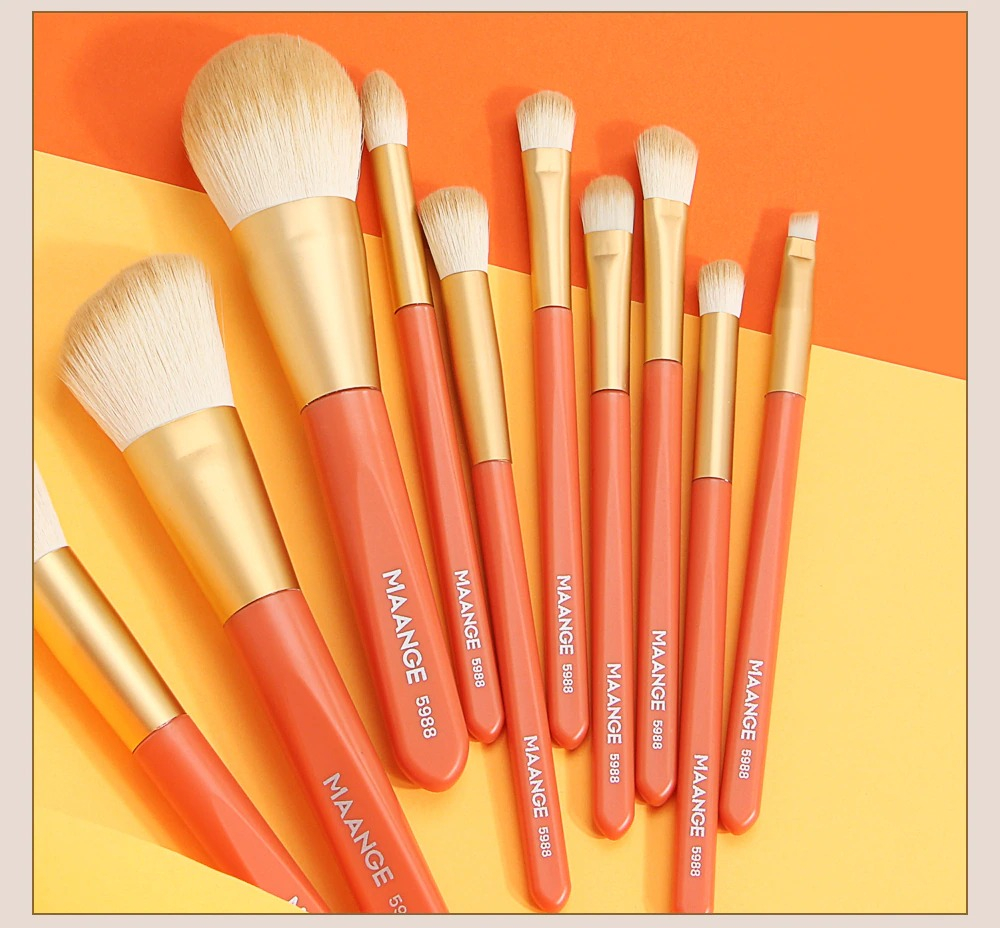 Maange 10pcs Candy Color Makeup Brush Set With Blush Loose Powder Eye Shadow Brush Soft Bristles Mag 5988cj