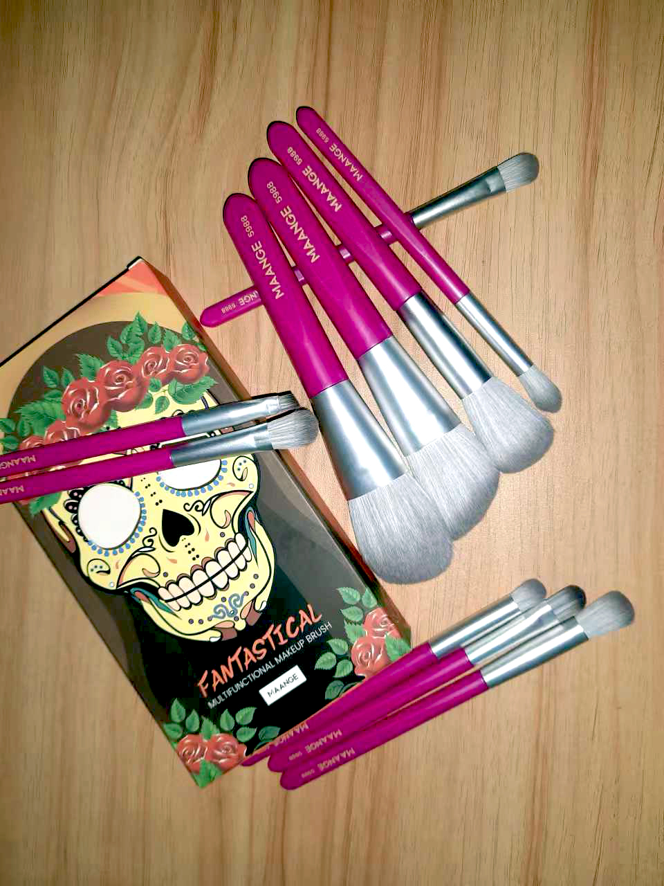 Maange 10pcs Halloween Makeup Brush Set With Blush Loose Powder Eye Shadow Brush Mag 5988ryzh