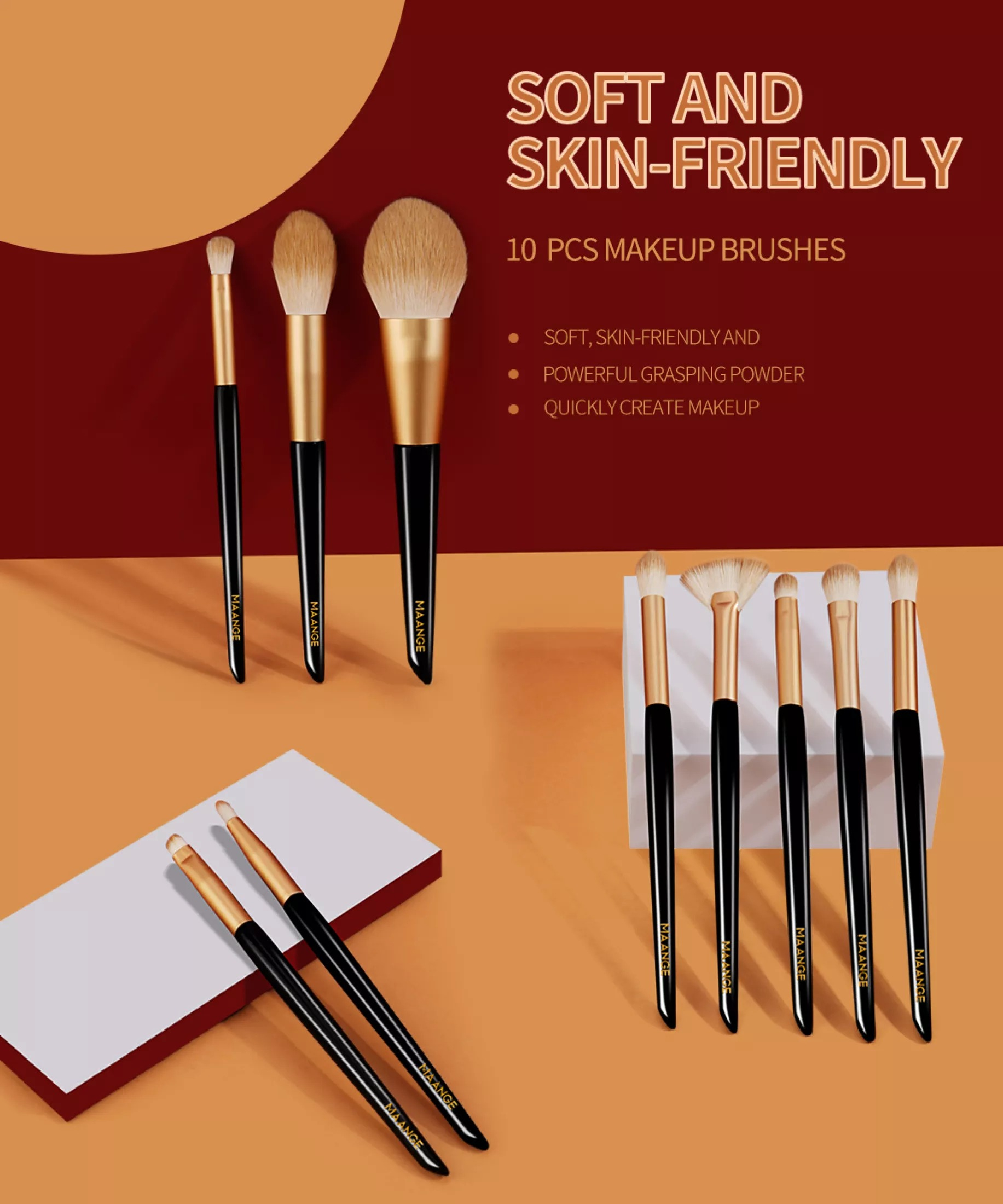 MAANGE 10pcs Professional Makeup Brush Set MAG 51084HJ