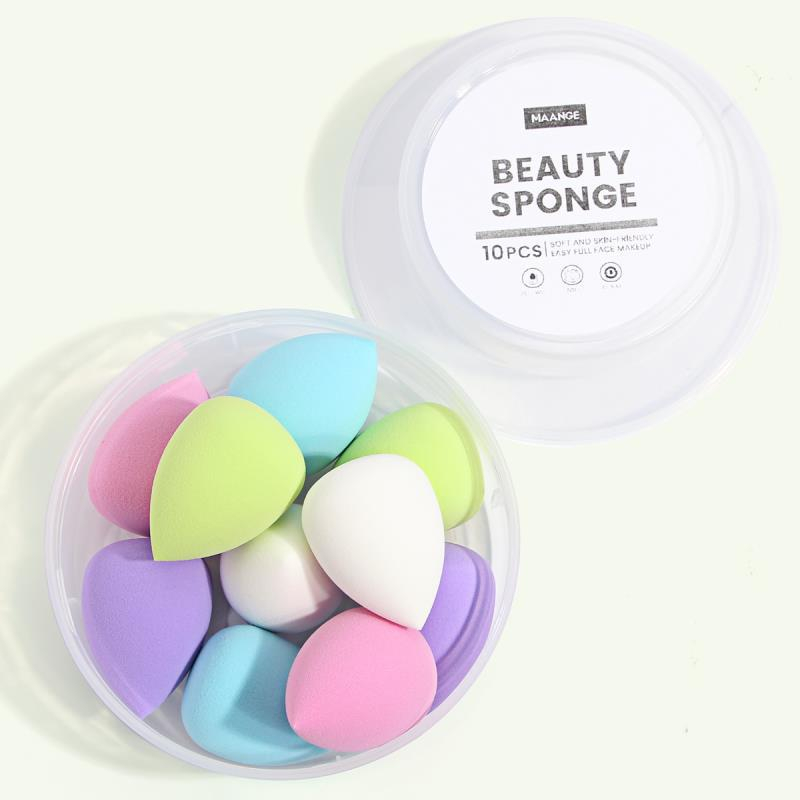 Maange 10pcs Soft Makeup Sponge Puff For Foundation With Case Mag51043