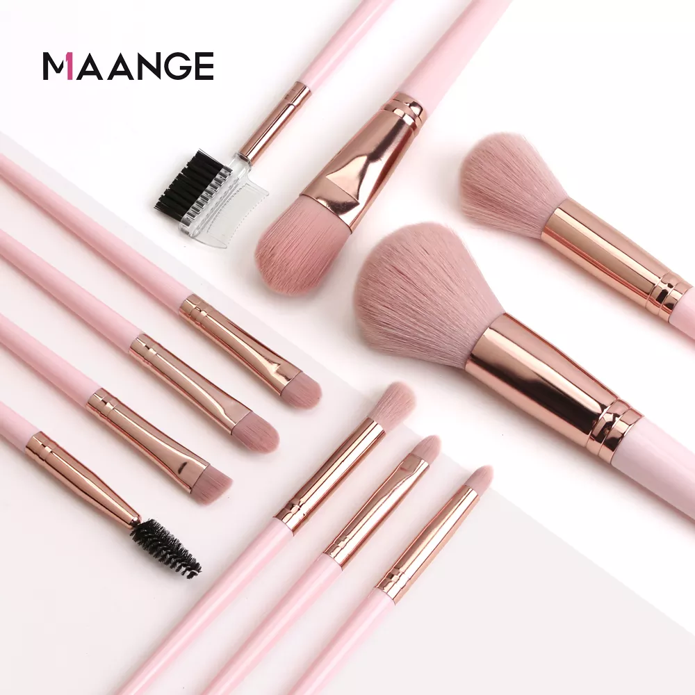 Maange 11pcs Makeup Brushes Set With Foundation Powder Blush Brush Synthetic Hair Mag5862