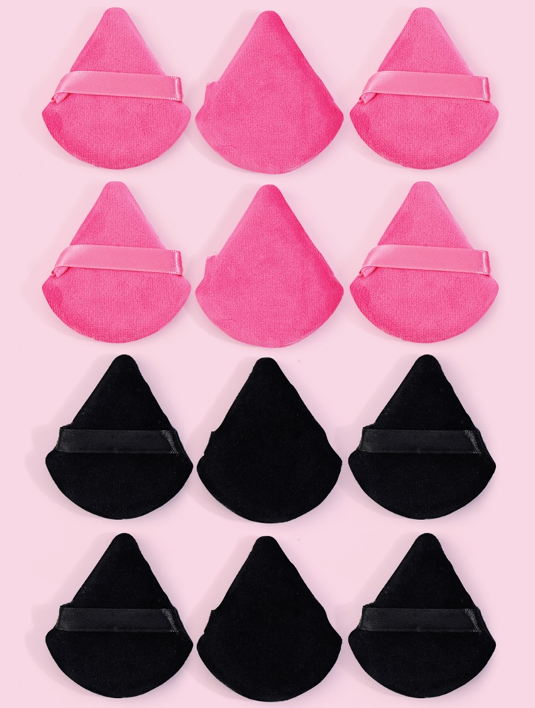 Maange 12pcs Reusable Soft Triangle Velvet Powder Puff Mini Face Makeup Washable Sponge Mag51157-12