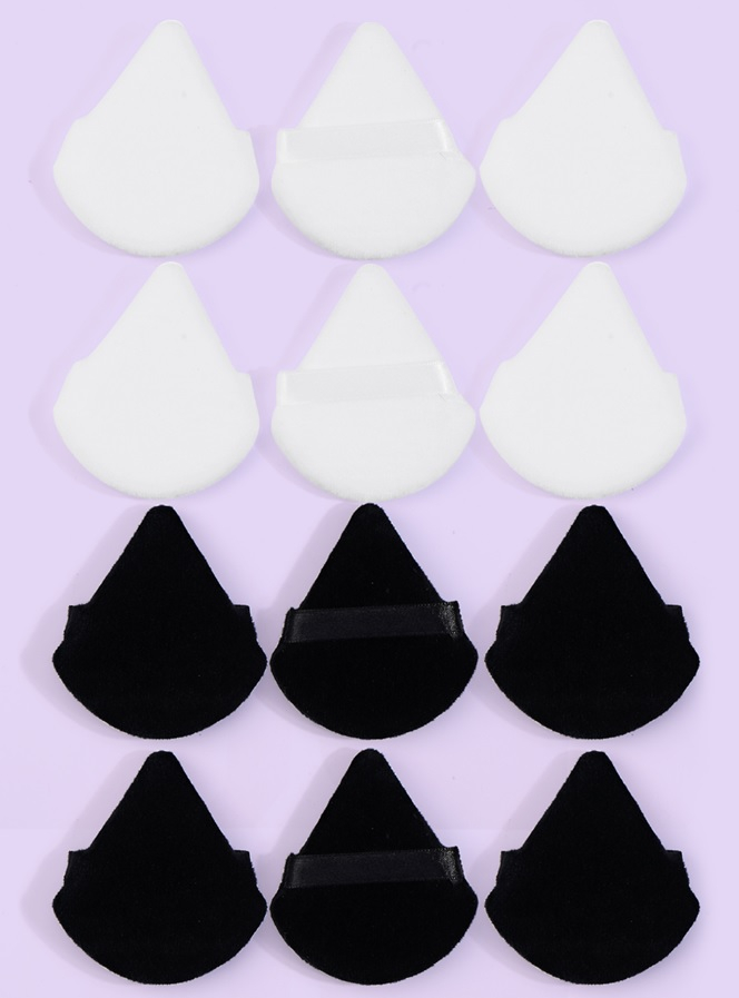 Maange 12pcs Reusable Soft Triangle Velvet Powder Puff Mini Face Makeup Washable Sponge Mag51157-12