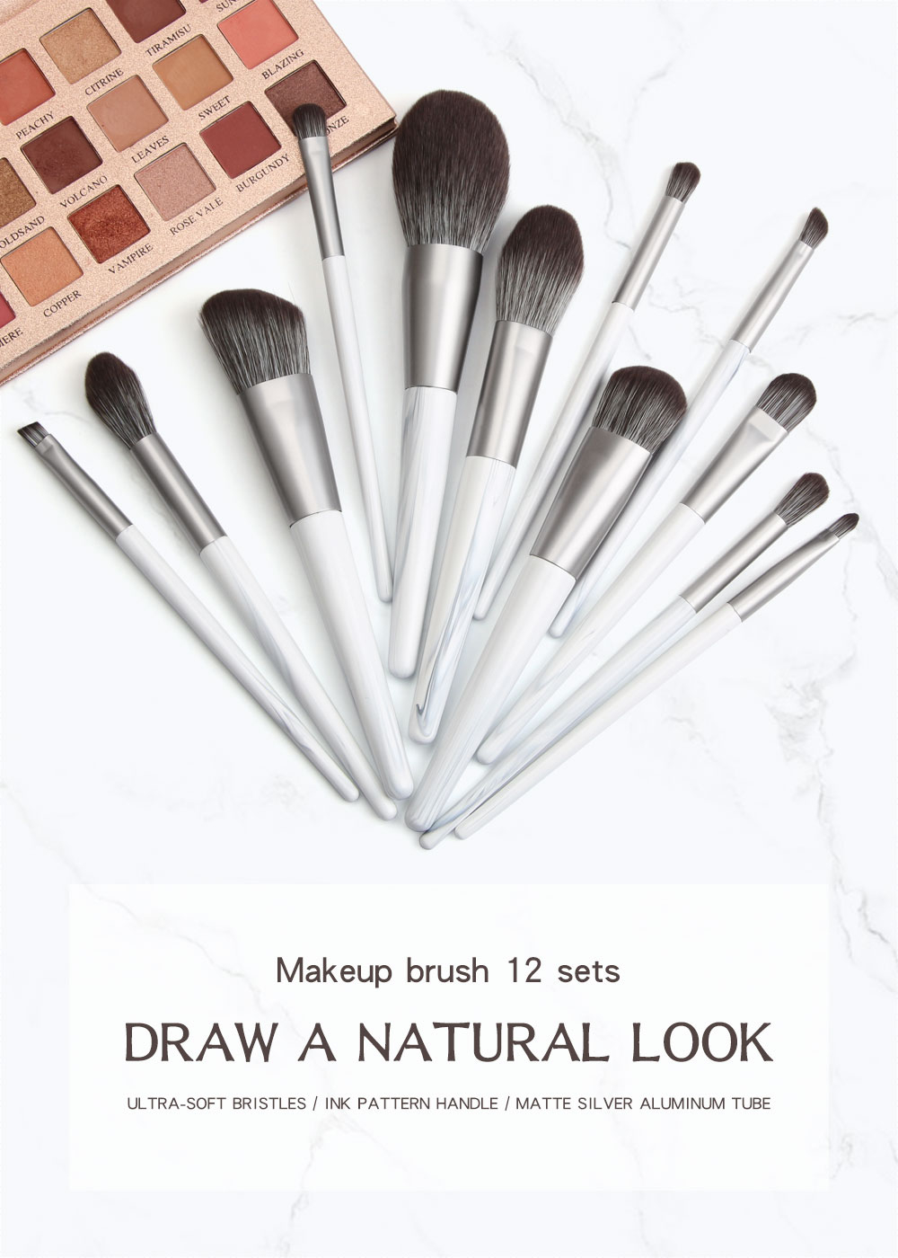 Maange 12pcs Wooden Handle Make Up Brush Tool Kit Mag5820