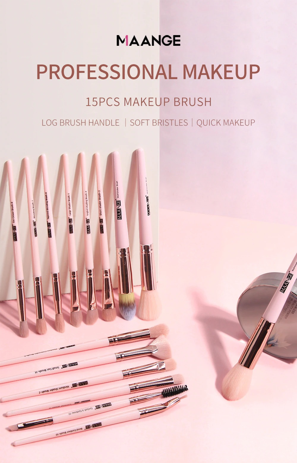 Maange 15pcs Makeup Brushes Tool Set Mag 5933fmj