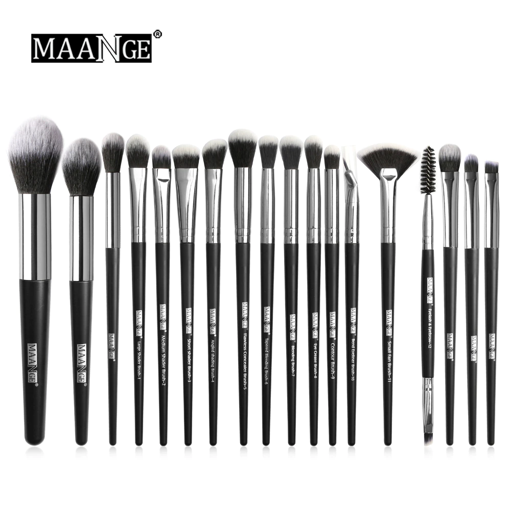 Maange 20pcs Pro Makeup Brushes Set Multifunctional Powder Eyeshadow Make Up Brush With Portable Pu Case