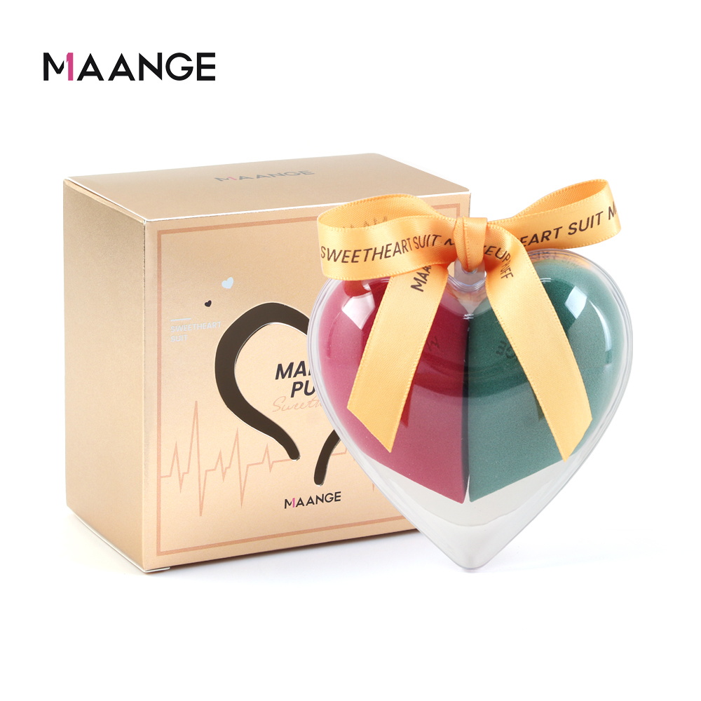 Maange 2pcs Makeup Sponge Beauty Egg Set Cosmetic Egg Sponge Puff With Heart Shaped Box