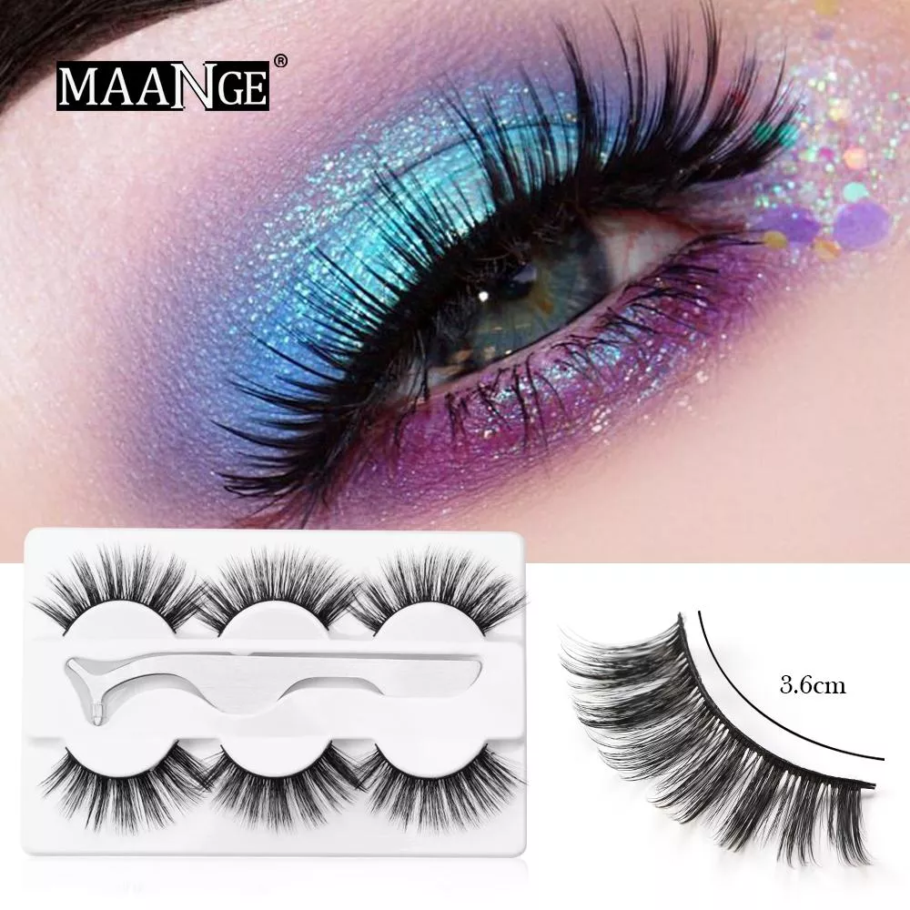 Maange 3pairs Faux 3d Mink Cruelty Free Natural Thick Long False Eyelashes Mgy7064