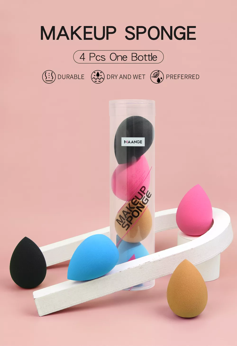 Maange 4 Pcs Makeup Sponge Makeup Egg Sponge Makeup Puff Beauty Powder Puffs Face Sponge Mag5892