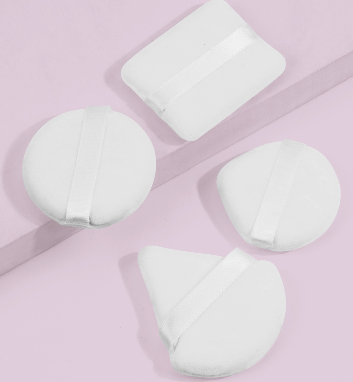 Maange 4pcs Reusable Soft Triangle And Mix Velvet Powder Puff Mini Face Makeup Washable Sponge Mag51055-White