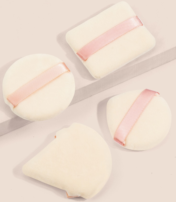 Maange 4pcs Reusable Soft Triangle And Mix Velvet Powder Puff Mini Face Makeup Washable Sponge Mag51055-Beige