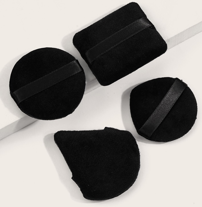 Maange 4pcs Reusable Soft Triangle And Mix Velvet Powder Puff Mini Face Makeup Washable Sponge Mag51055-Black