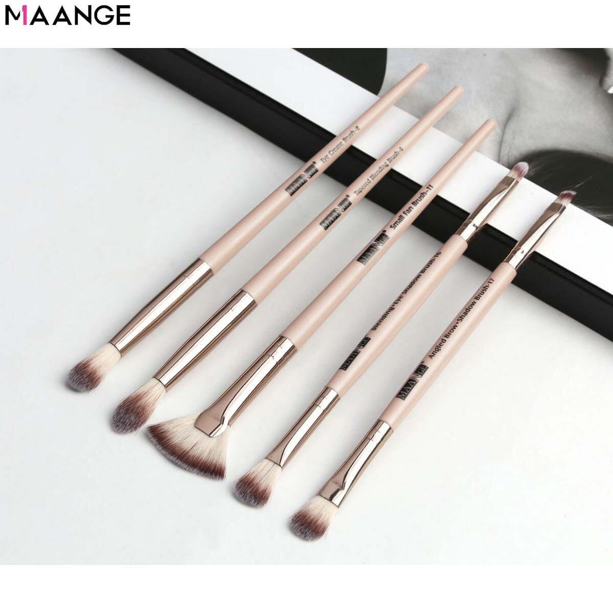 Maange 5pcs Cosmetic Makeup Brush Set Premium Synthetic Blending Concealers Eye Shadows Tools Kit