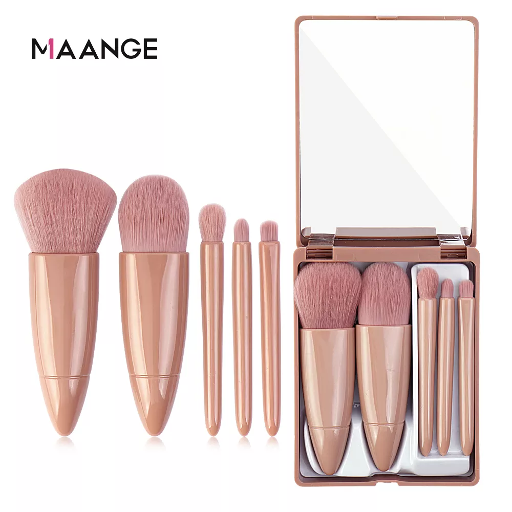 Maange 5pcs Makeup Brushes Multifunctional Portable Travel Foundation Blush Eye Shadow Beauty Set Mag51127