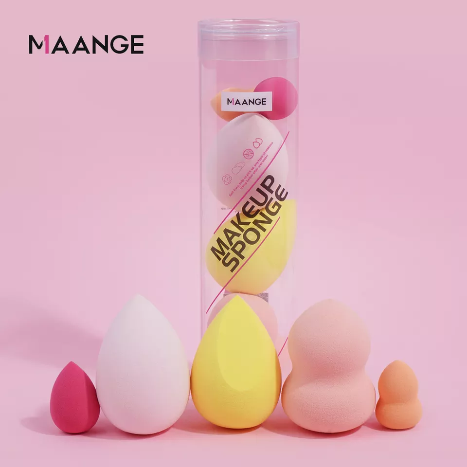 Maange 5pcs Makeup Puff Beauty Blender Sponge Mag51070-Yellow