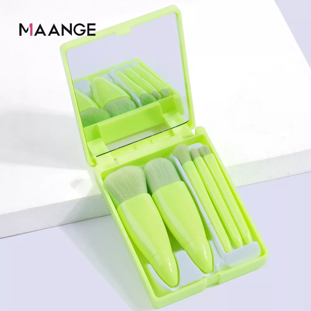 Maange 5pcs Neon Makeup Brushes Multifunctional Portable Travel Foundation Blush Eye Shadow Beauty Set Mag51127g