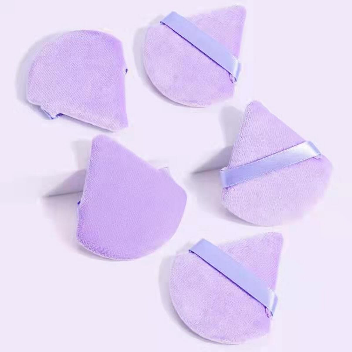 Maange 5pcs Reusable Soft Triangle Velvet Powder Puff Mini Face Makeup Washable Sponge Mag51028-Purple