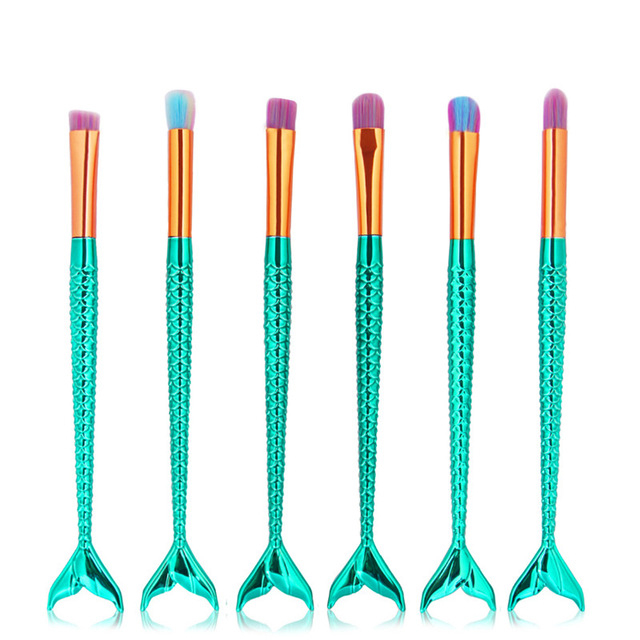 Maange 6pcs Pro Mermaid Cosmetic Eyes Makeup Brushes Set Mag5394