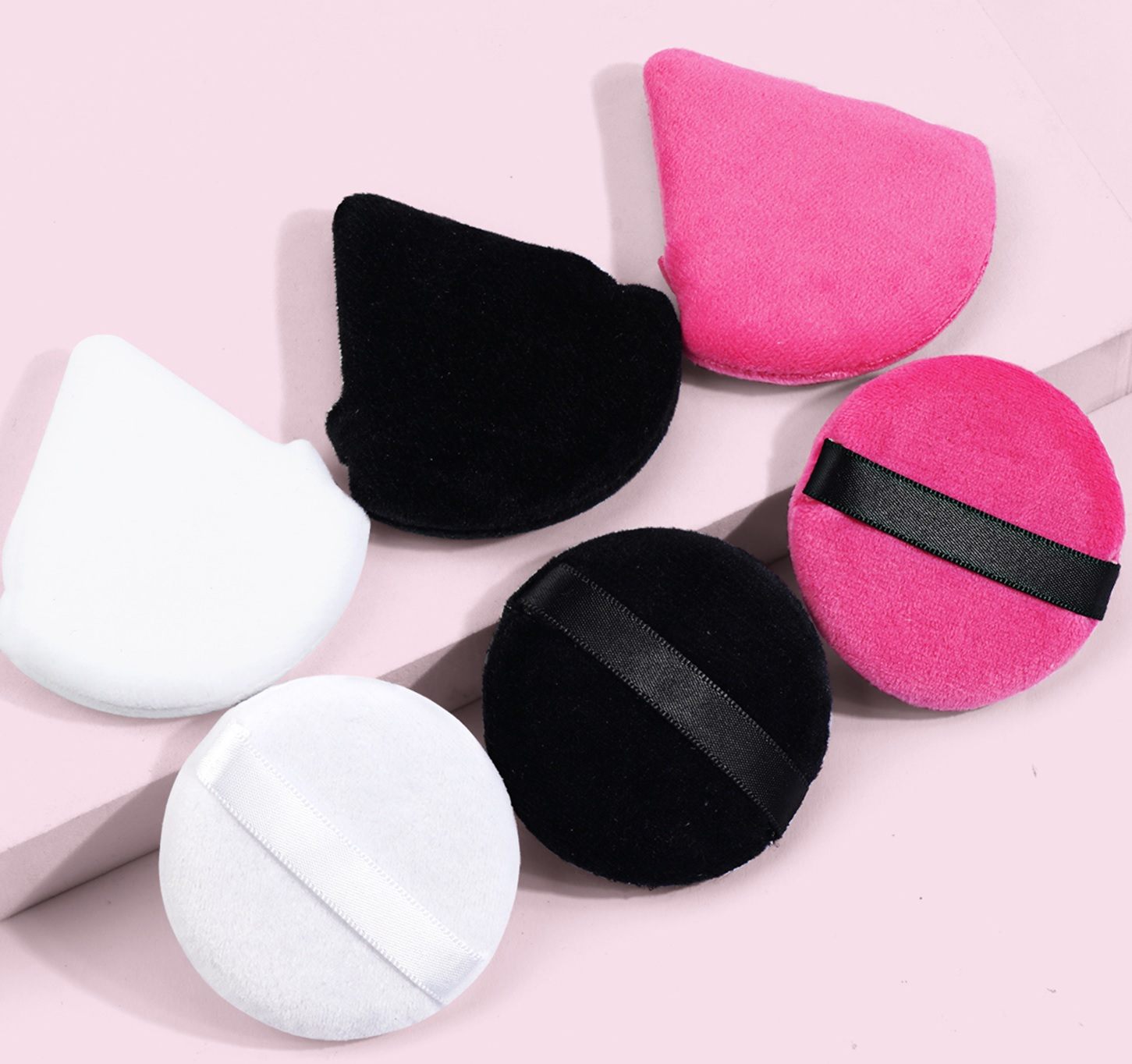 Maange 6pcs Reusable Soft Triangle And Round Velvet Powder Puff Mini Face Makeup Washable Sponge Mag51156-6