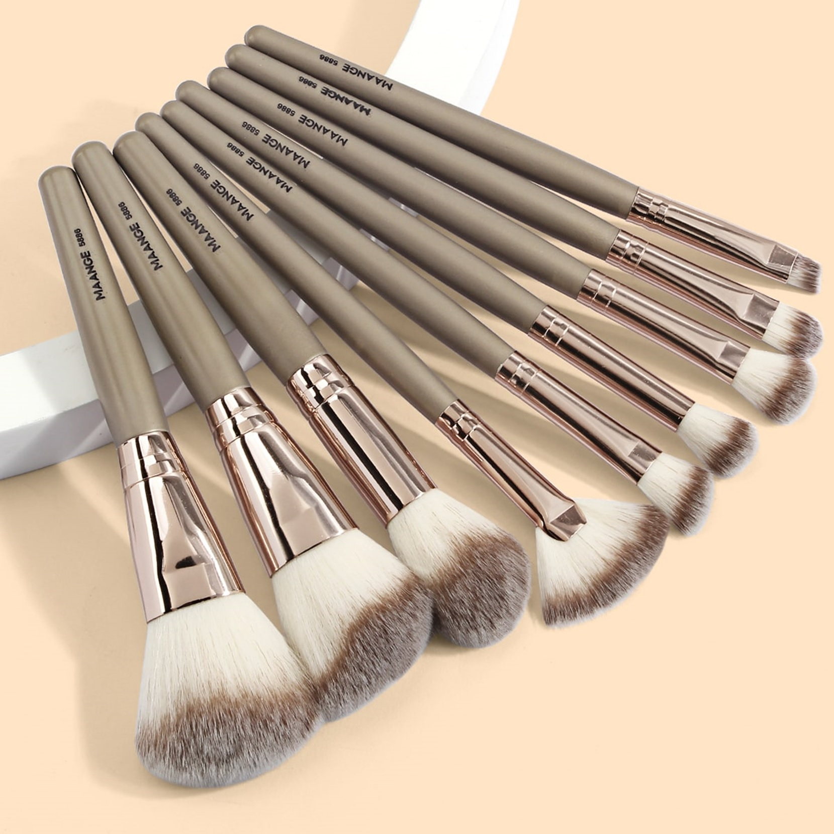Maange 9pcs Professional Makeup Brushes Set Foundation Powder Eyeshadow Blending Blush Make Up Brush Beauty Cosmetic Tools Mag 5886jj