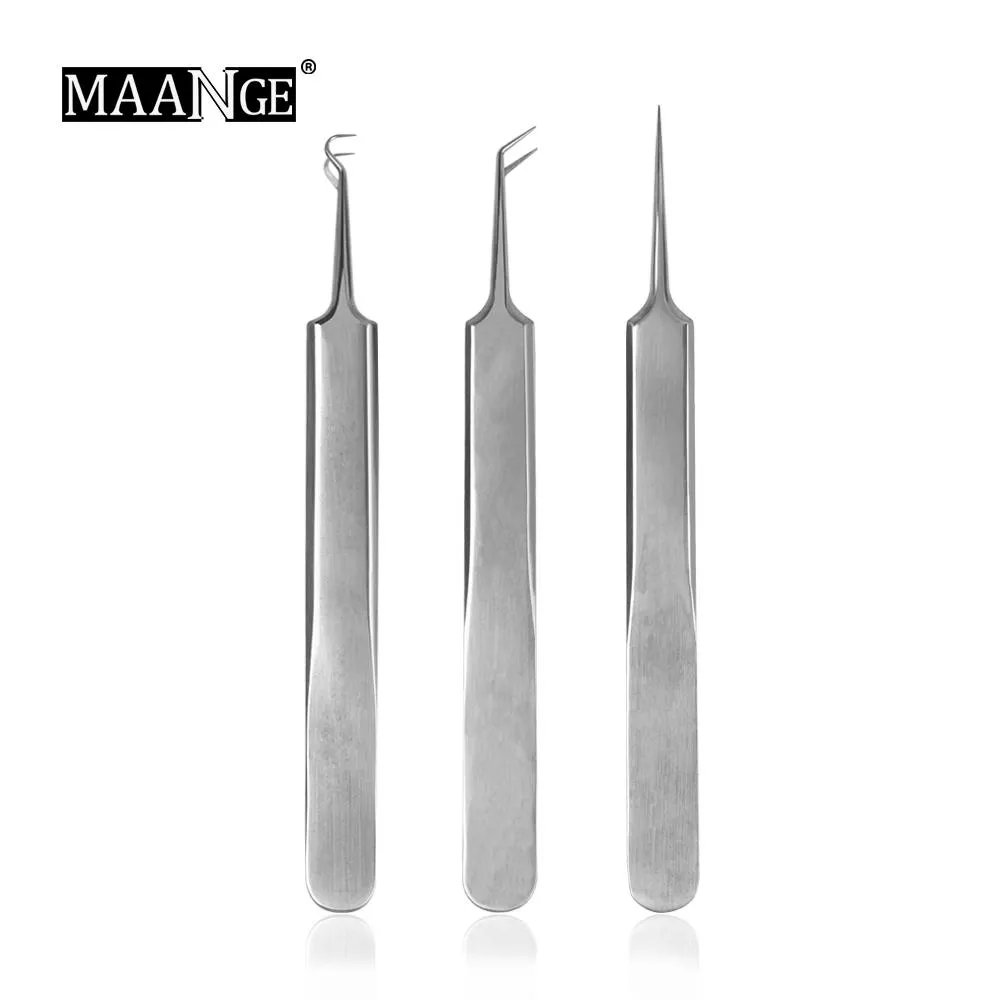 Maange 3pcs Stainless Steel Acne Clip Remove Acne Blackhead Beauty Tools Mag 3015