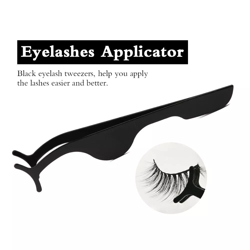 Maange 1pc False Eyelash Applicator Tweezers Makeup Tools Black