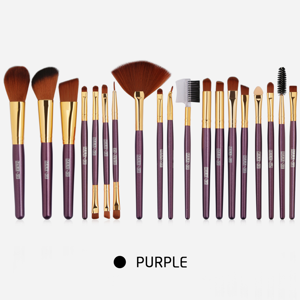 Maange 19pcs Wood Handle Make Up Brushes Set Mag5635z