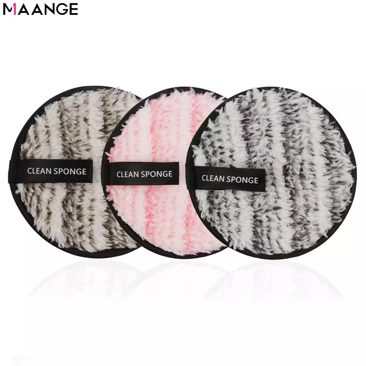 Maange 3pcs Make Up Remover Microfiber Pad Makeup Puff Reusable Double-side Face Cleansing Towel